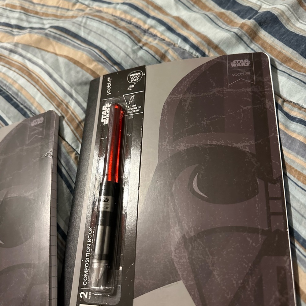 2 NWT Star Wars Dark Vader Notebooks with Lightsaber Pens